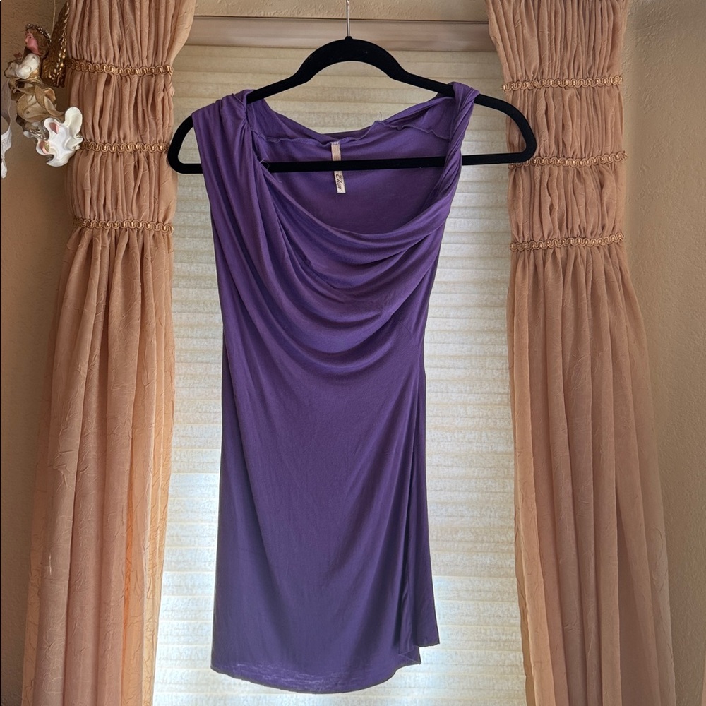 Elan Asymmetrical Drape Neck Blouse Top